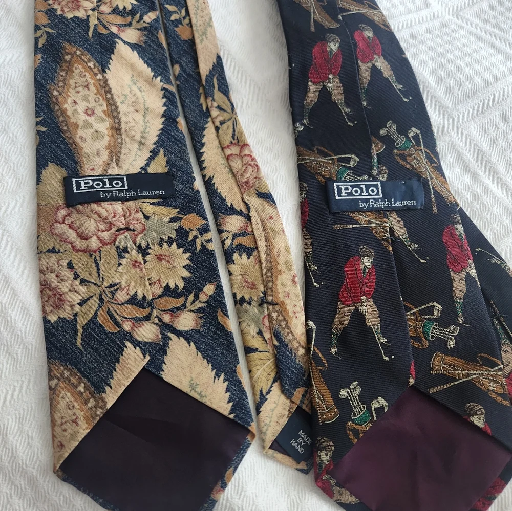Polo by Ralph Lauren Black and Gold Patterned Ties Bundle